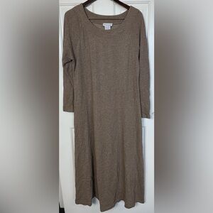 Soft Surroundings Clio Ribbed Heather Light Brown Long Sleeve Sweater Dress XL